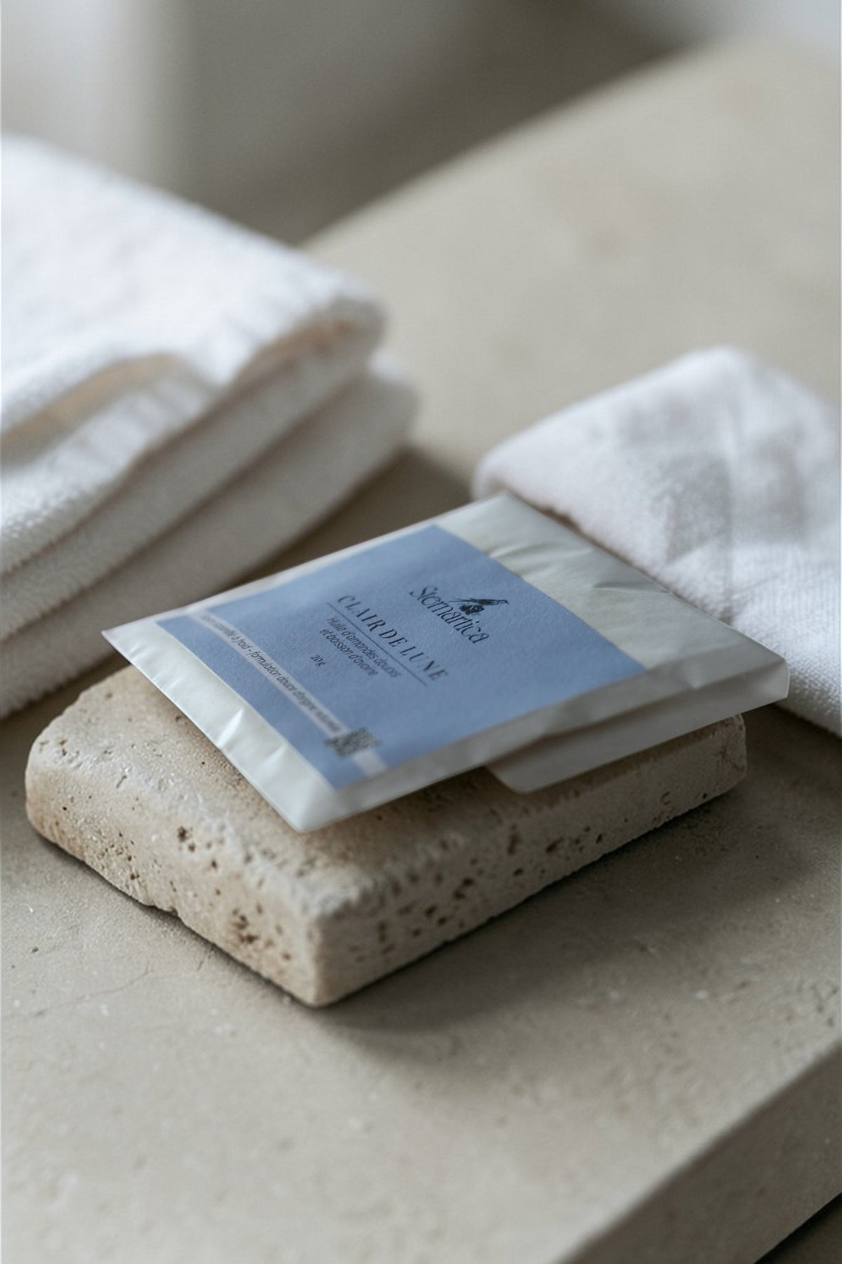 Trois savonnettes d'accueil de 20 g dans leur sachet papier individuel