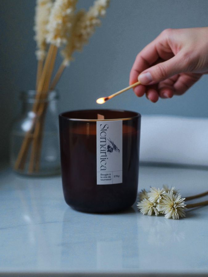 Bougie parfumée à la cire de tournesol