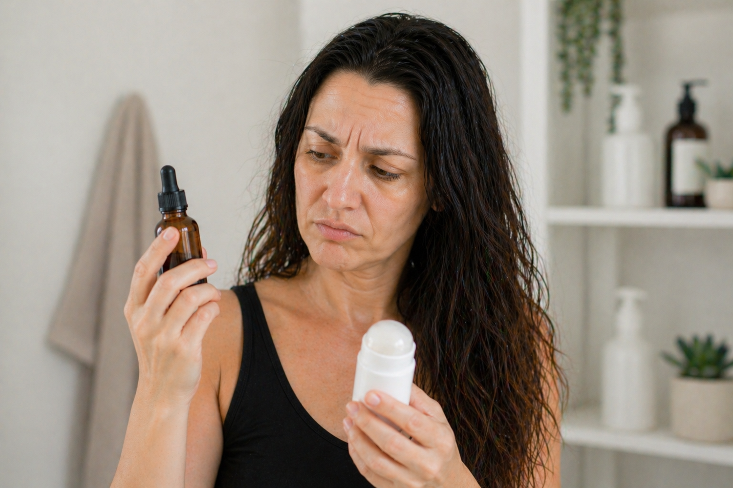 Femme choisissant un déodorant naturel sans bicarbonate
